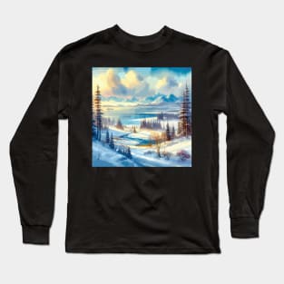 Winter River Winter Landscape Long Sleeve T-Shirt